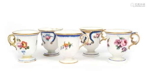 Five Sèvres ice cups (tasses à glace) c.1757 80, o…