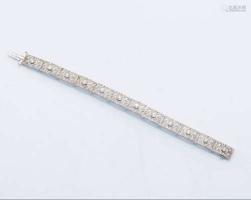 Bracelet ruban articulé en or gris 18 carats (750 …
