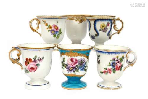 Five Sèvres ice cups c.1760 1780, three painted wi…