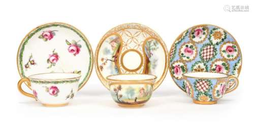 Three miniature Sèvres cups and saucers (tasse et …