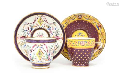 Two Sèvres cups and saucers (tasses etrusque et so…