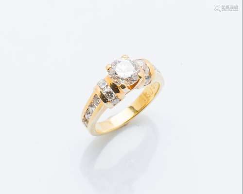 Bague solitaire en or jaune 18 carats (750 millièm…