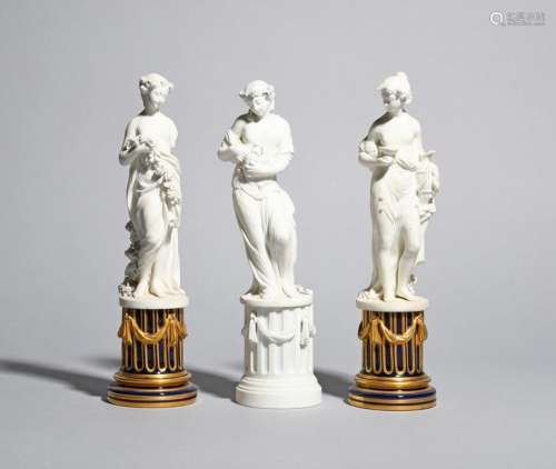 Three Sèvres bisque porcelain figures of Classical…
