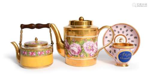 Two Paris porcelain teapots and covers 19th centur…