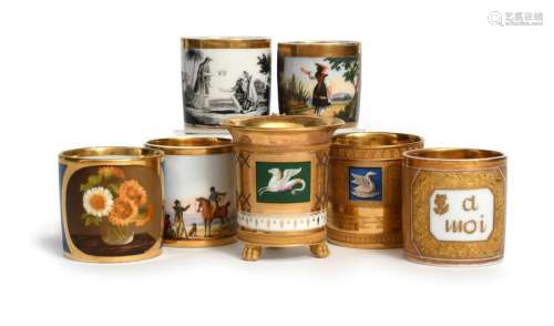 Six Paris porcelain coffee cans 19th century, incl…