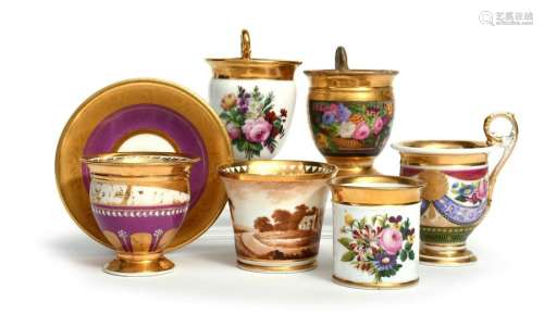 Five Paris porcelain cabinet cups 1st half 19th ce…