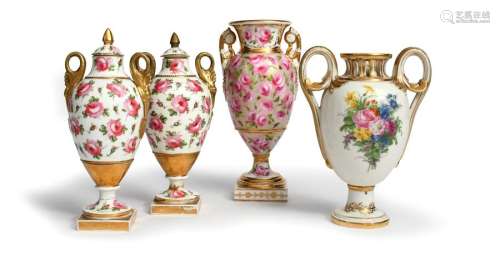 Two Paris porcelain vases 19th century, one painte…