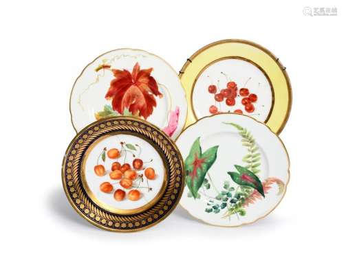 Two Paris porcelain botanical plates 19th century,…
