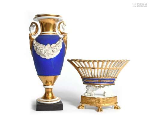 A Paris porcelain two handled vase 19th century, a…