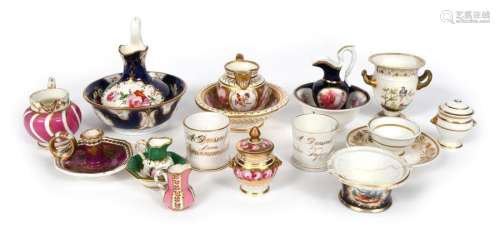 Four English porcelain miniature jugs and basins 1…