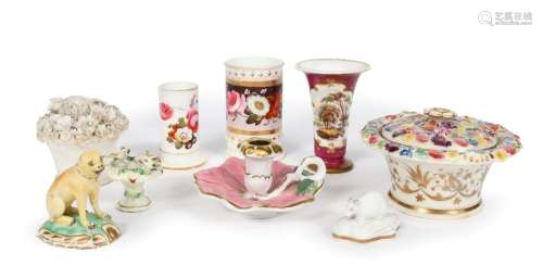 Three English porcelain small spill vases 19th cen…