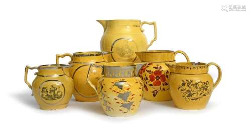Six Staffordshire pearlware jugs 19th century, two…