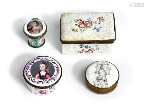 Three English enamel patch boxes c.1760 70, one pa…