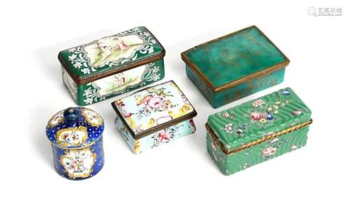 Three enamel snuff boxes 2nd half 18th century, in…