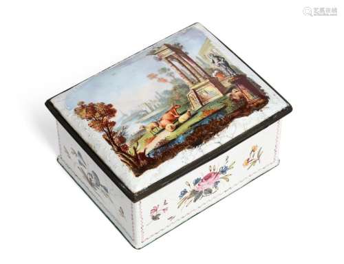 An English enamel table snuff box c.1780, of recta…