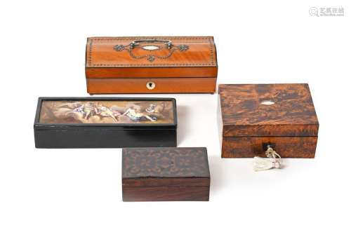 Four small sewing boxes 19th century, one French a…