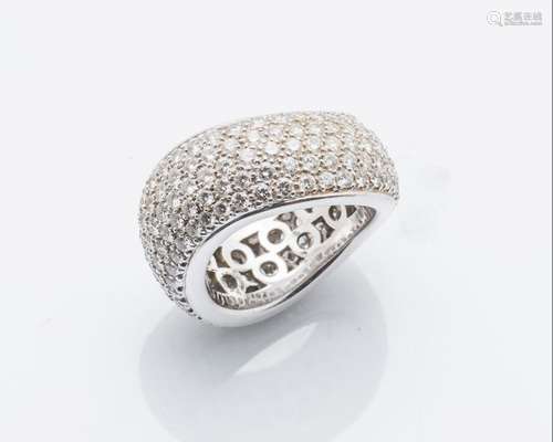 Bague vague en or gris 18 carats (750 millièmes) p…