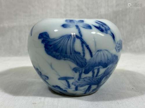 Chinese Blue White Porcelain Water Pot with Birds