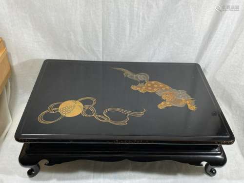 Japanese Lacquer Stand with Shishi Scene