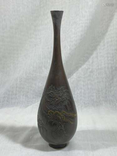 Japanese Mixed Metal Bronze Vase - Dragon