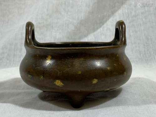 Chinese Bronze Censer with Gold Spalsh