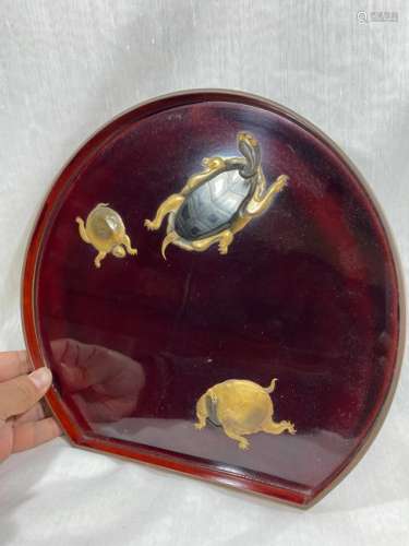 Japanese Lacquer Tray with Turtle