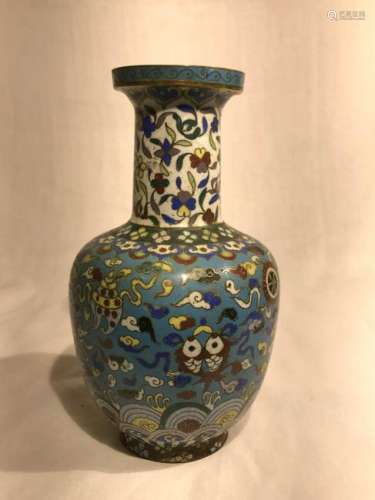 Chinese Cloisonne Vase with Precious Object Motif