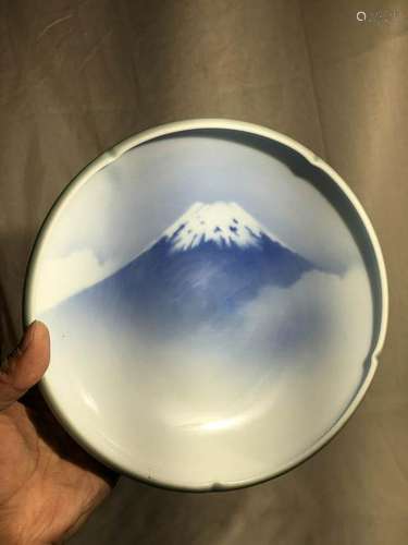 Japanese Fukugawa Porcelain Bowl - Mt. Fuji