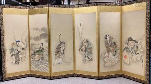 Japanese Six Fold Screen with Diety #2