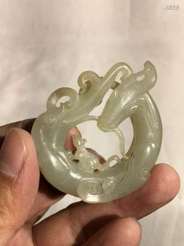 Chinese Celadon Jade Pi - Dragon