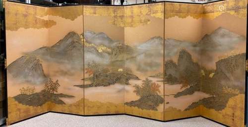 Japanese Floor Screen - Gold Landscape