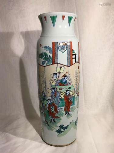 Chinese Wucai Porcelain Vase - Warrior