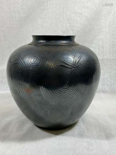 Japanese Sterling Silver Vase - Dragonfly