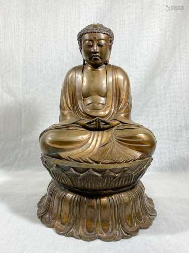 Japanese Bronze Seated Buddha on Lotus