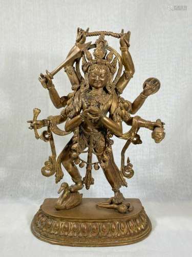 Nepalese Bronze Guardian with Multiple Arms