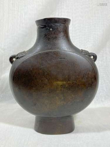 Chinese Yuan Bronze Vase Moonflask Shape
