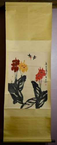 Chinese Water Color Scroll Painting - Flower