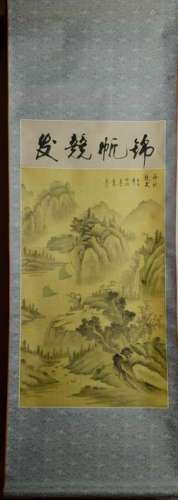 Japanese Water Color Scroll Painting - Landscape