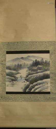 Japanese Water Color Scroll Painting - Landscape