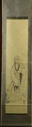Japanese Water Color Scroll Painting - Scholar with
