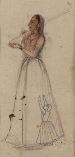 AN INDIAN MINIATURE DEPICTING A LADY