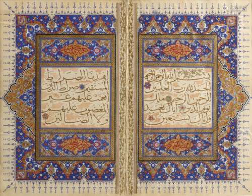TWO OTTOMAN ILLUMINATED QURAN PAGES