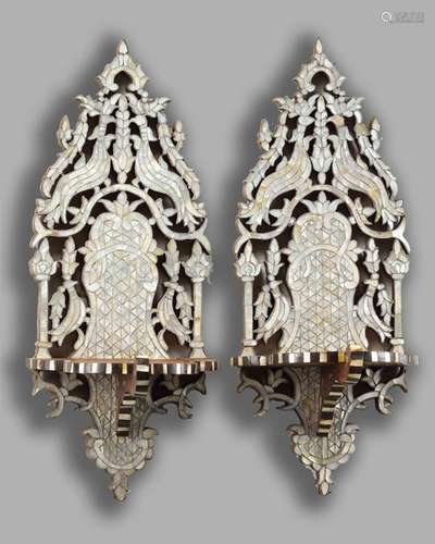 A PAIR OF OTTOMAN WOODEN MOTHER OF PEARL INLAID TU…