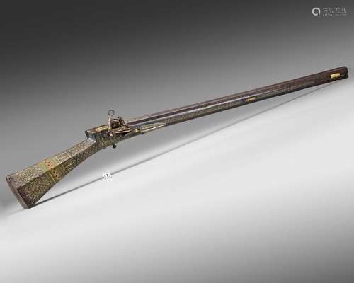 AN OTTOMAN GOLD DAMASCENED MIQUELET GUN