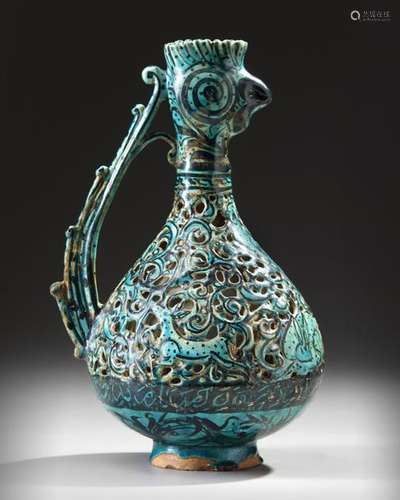 A RARE FRITWARE OPENWORK DECORATED RETICULATED EWE…