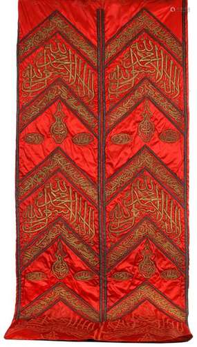 AN OTTOMAN EMBROIDERED HANGING PANEL