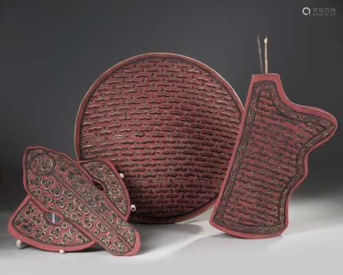 AN OTTOMAN METAL THREAD EMBROIDERED SET OF ARCHER …