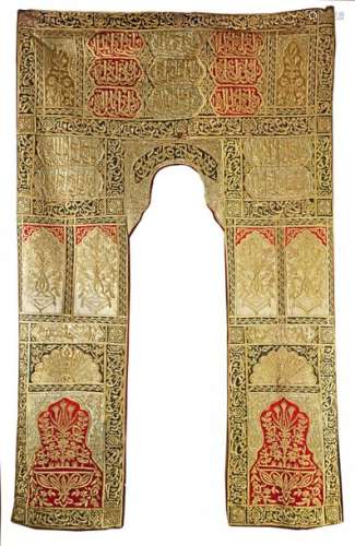 AN OTTOMAN MIHRAB BROCADE DOOR DECORATION