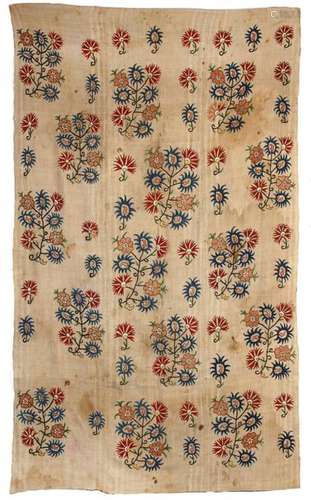 AN OTTOMAN LINEN EMBROIDERED QUILT COVER OR CURTAI…