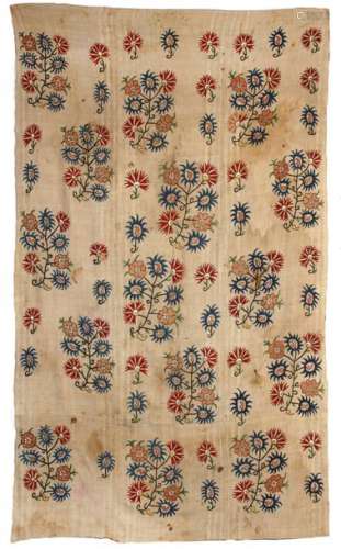 AN OTTOMAN LINEN EMBROIDERED QUILT COVER OR CURTAI…